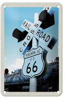 Femer Blechschild Reise 12x18cm Amerika Route 66 Kingman AZ Crossing Schild