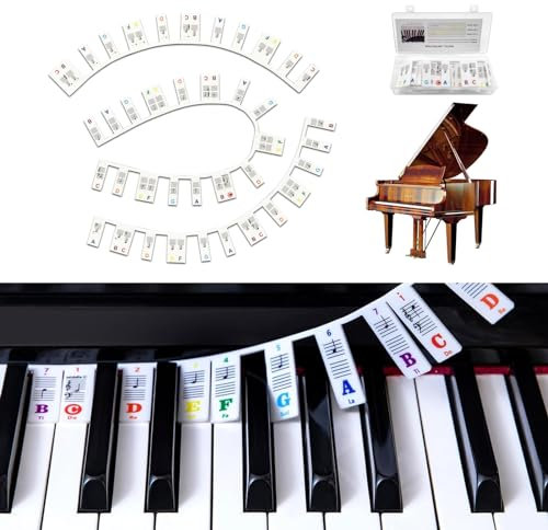 Piano Notes Guide for Beginner, Removable Piano Keyboard Note Labels for Learning, 88-Key Full Size, Made of Silicone, No Need Stickers, Reusable and Comes with Box (Rainbow Colors