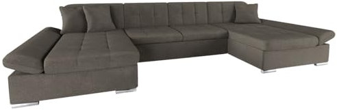 Mirjan24 Ecksofa Alia mit Regulierbare Armlehnen, 2 Bettkasten und Schlaffunktion, U-Form Eckcouch vom Hersteller, Sofa Couch Wohnlandschaft (Velo 625)