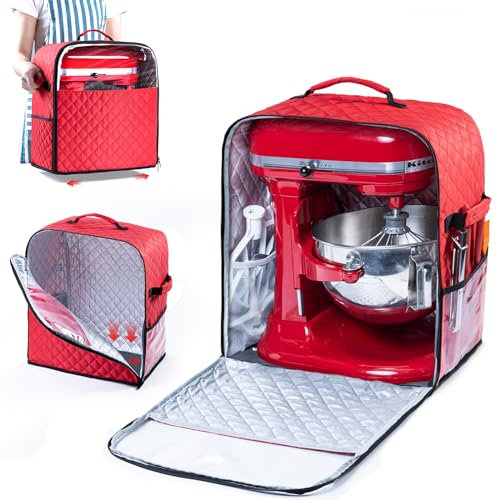 Bagsprite - Funda para batidora amasadora de pedestal, compatible con la batidora KitchenAid, almacenamiento para modelos de vaso de 5,7/6,6/7,6 litros, bolsillos laterales para accesorios de cocina