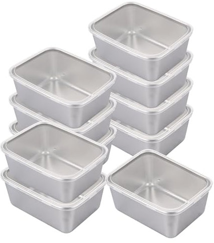 SHUESS 10er Frischhaltedose Meal Prep Boxen (500ml), Edelstahl Lunchbox Brotdose Gefrierbehälter Edelstahl Brotdose mit Deckel lebensmittelbehälter Graviert Werden Mehrweg Meal Prep Boxen