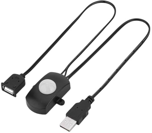Clearhill 5V Motion Sensor Switch with USB Male and Female Connector(Black),Automatic Sensor Switch for Indoor DIY LED Lighting,Such as Kitchen,Cloakroom,etc.
