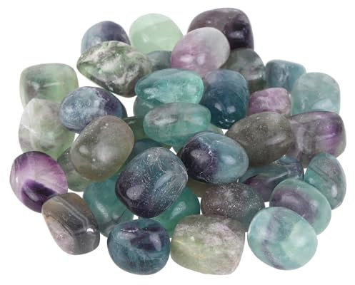 mookaitedecor 1lb/460g Fluorite Tumble Stones and Crystals Bulk Irregular Rocks Small Decorative Stones for Vase Plant Pot Fish Tank Bonsai Decor Reiki Healing Crystal Gifts Stones for Crafting