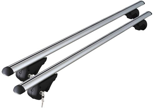 Dachgepäckträger Auto - Dachträger Universal VDP-Rio | Auto Dachträger offene Reling | Dachträger für Reling abschließbar | Aluminium Grundträger Dachreling bis 75kg - 135 cm Länge