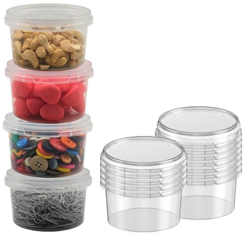 15 recipientes herméticos con tapa, 240 ml, redondos, 9,5 cm de diámetro