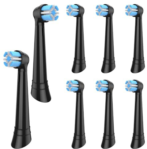 MERUYOO 8 Stück Aufsteckzahnbürsten Kompatibel mit Oral B iO 3/4/5/6/7/8/9/10 Series Elektrische Zahnbürste, IO Zahnbürstea Aufsteckbürsten Kompatibel mit Oral-B iO Schwarz