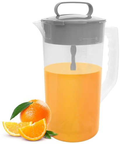 YEXEXINM 2 Quart/ 64oz Transparent Plastic Mixing Pitcher with Easy-Mix and No-Spill Design, Holds 2 Quarts, Includes Cleaning Sponge Brush