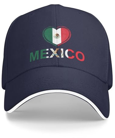 KWQDOZF Mütze mit mexikanischer Flagge, „I Love Mexico, Mütze für Herren und Damen, Trucker-Mütze, Geschenk, Baseball-Kappe