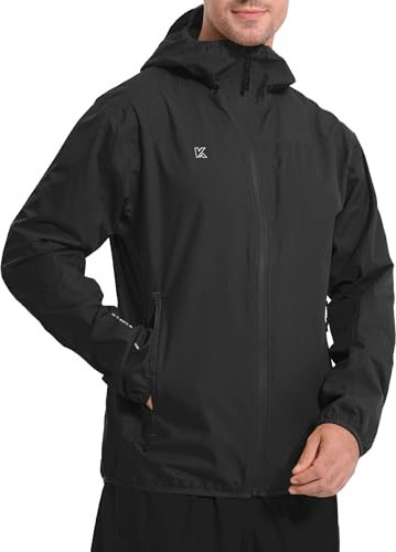 KUTOOK Veste de pluie imperméable à capuche légère et respirante pour homme, pour cyclisme, randonnée, course à pied, taille S à 3XL