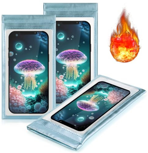 TRIUMPH VISION Touchscreen-Handytasche, große Handyhülle, Thermo-Handytasche, PU-Leder, weich, Schutz, 3 Stück, Blau