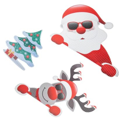 SHOWERORO Reflektierende Weihnachts-Auto-Magnete Mit Nikolaus Rentier Glühbirnen-Form Langlebige Magnetische Weihnachtsdeko Für Auto Kühlschrank Garage Festtagsdekoration Und Geschenkidee