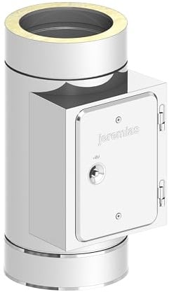 Reinigungselement/Revisionselement (bis 600°C) mit Tür passend für doppelwandige Schornsteine mit Ø 100mm Innen- und Ø150 mm Außendurchmesser, Edelstahl