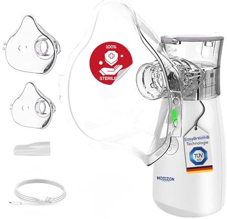 Inhalationsgerät Easy Breath® Pro – mit TÜV geprüften Masken. Flüsterleiser Nebulizer für Kinder & Erwachsene, tragbar, wiederaufladbar, mit Smart Fill® Behälter– für die ideale Behandlung