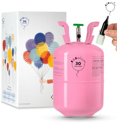 Botella de helio con 30 globos, color rosa B&Helium