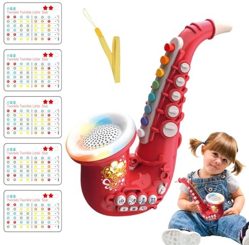 Saxophon Spielzeug, Saxophon für Kinder, Saxophon Spielzeug für Kinder mit Musik und Licht | Musikinstrumente Spielzeug für Anfänger Jungen Mädchen Kinder Kleine