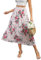 Zeagoo Maxi Rock Damen Elegant Flowy Langer Rock Sommer Elastic Waistband Stufenrock Lässig Urlaub Sommerrock mit Taschen Rosa Blumen S