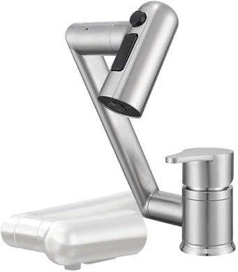Tivezlor Klappbarer Wasserhahn küche, Vorfenster Küchenarmatur, 1080 ° drehbarer Mischbatterie Wasserhahn 3 Funktionen, Edelstahl- spültischarmatur küche, Armatur Küche Unterfenster