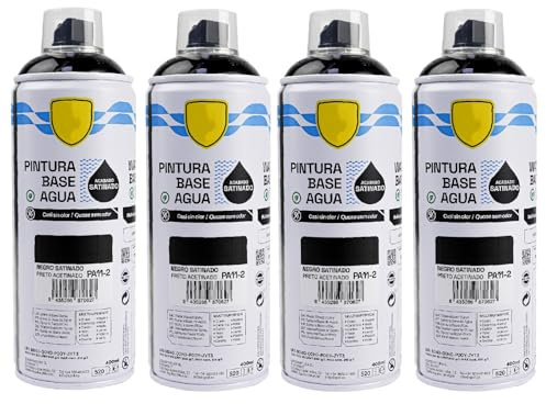 various - Pintura Spray Base Agua 400ml,Ecológica y Sin Olor,Para Muebles,Metal,Plástico y Madera,Colores Duraderos,Cobertura Uniforme - Negro Satinado,4 unidad