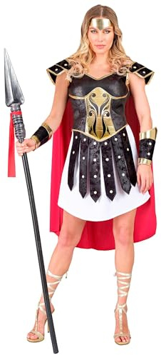 Römische Centurio Gladiatorin Kostüm für Damen | 5-tlg. | Tunika, Rüstung mit Umhang, Stirnband und Armschonern, Krieger, Soldat, Karneval, Mottoparty