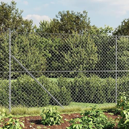 Verzinkter Maschendrahtzaun, 1,4 x 10 m Rolle, silberfarbener Maschendrahtzaun für Geflügel, Huhn, Kaninchen und Gartenpaneel, inklusive Flansch