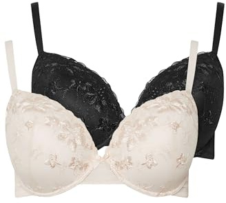 Yourset 2 Pack Curve & White Floral Lace Embroidered Padded Bras - Women's - Plus Size Curve