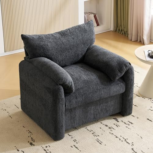 YuQozii Modernes Design, Chenille-Stoff, übergroßer Sessel, dekorativer Stuhl, Einzelsofa, Freizeitstuhl, geeignet für Wohnzimmer und Schlafzimmer (Grau)