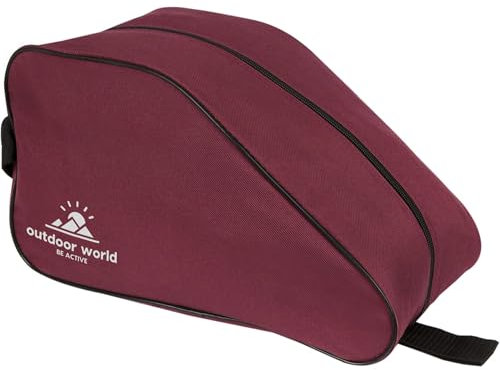 2 x Outdoor World Premium Schuhtasche – Wasserabweisend, mit weitem Reißverschluss, Unisex–Schuhtasche für Wander, Fußball, Rugby und Golfschuhe–Geeignet für Erwachsene, Herren und Damen (2 x Burgund)