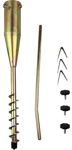 PRADICHI Robuster Erdspieß zum Einschrauben, 56 cm, verzinkter Stahlstangenhalter, rostbeständiger Ständer für Wäschespinne, Sonnenschirm, Pavillon, Vogelfutterstation und Fahnenmast