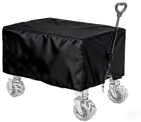 SANYCASA 210D Abdeckung für Bollerwagen, Gartenwagen Wasserdicht, Outdoor Faltbare Wagon-für Bollerwagen Schwarz