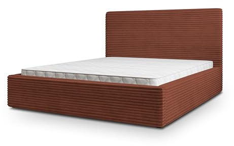 Masseno Polsterbett MIRETTI 140x200 cm, Doppelbett, Bettkasten, Stauraum, Lattenrost Und Kopfteil - Braun, TILIA 52