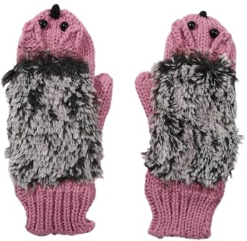 Generisch Fahrradhandschuhe Herren Strickhandschuhe für Mädchen mit Cartoon-Igel-Motiv (One Size)