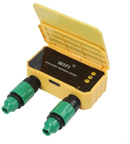 Temporizador de irradiación solar con control inteligente de aplicación, sistema de riego automático WiFi para jardín, controlador de aspersor alimentado por energía solar con sensor de lluvia, 1/2