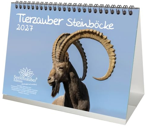 Tierzauber Steinböcke DIN A5 Tischkalender für 2027 Berge Alpen - Seelenzauber