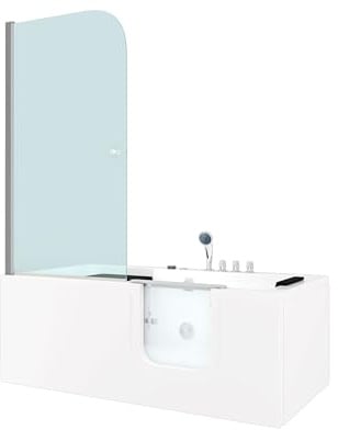 Kombi Duschkabine Whirlpool Seniorenwanne mit Tür S15D-WP-TH-R 85x160 cm OHNE 2K Scheiben Versiegelung