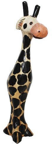 Naturesco Holzfigur Schnitzfigur Giraffe Kuh handbemalt 28 cm - echte Handarbeit