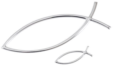 FVLFIL Christliche Geschenkideen °* Aufkleber Silber Doppel-Fisch