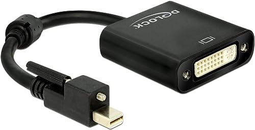 Delock Adapterkabel Mini Displayport 1.2 Stecker mit Schraube > DVI 24+5 Buchse 25 cm Schwarz Aktiv