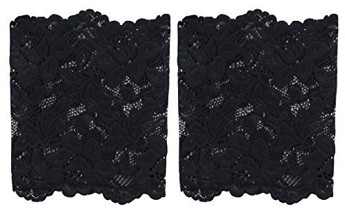 Greenlans Modische Stulpen für Damen und Mädchen, Stretch, Spitzenbesatz Gr. Einheitsgröße, Schwarz
