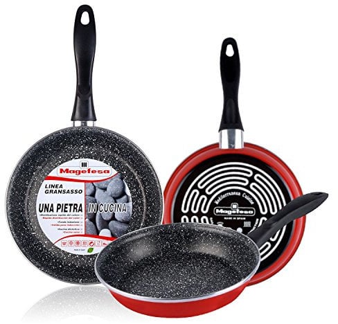 Magefesa K2 Rojo - Set Juego 2 Sartenes 20-24 cm, inducción, antiadherente PIEDRA