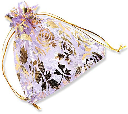 YFZYT 100Stk Organzabeutel Organza Taschen Schmuckbeutel Bonbonsbeutel Hochzeit Geschenk Geburtstag Fest Party Kordelzug Schmuck Süßigkeiten Schokolade Wedding Favor Geschenktüte - 7x9 cm, Lila