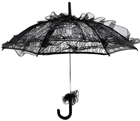 FTVOGUE Schwarze Farbe Spitze Regenschirm Sonnenschirm für Dame Frauen Party Decor Tanzen Fotografie