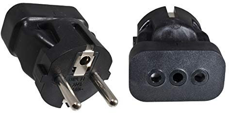 DINIC Reiseadapter, Stromadapter für Netzkabel aus Italien, 3-Pin IT Stecker in eine Schuko-Buchse