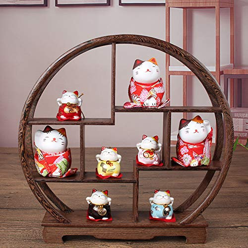 Porzellan Glückskatze Maneki Neko Feng Shui Katzen Set A7