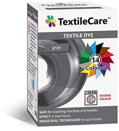 TextileCare - Tinte textil para lavadora para ropa y productos textiles, 350 g de tinte para 600 g de ropa, 14 colores (gris)