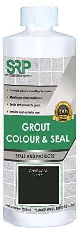 SRP Grout Colour and Seal Colourant Tile Grout Colourant Restorer and Seals Protect Against Mildew and Staining - 237ml (Charcoal Grey)