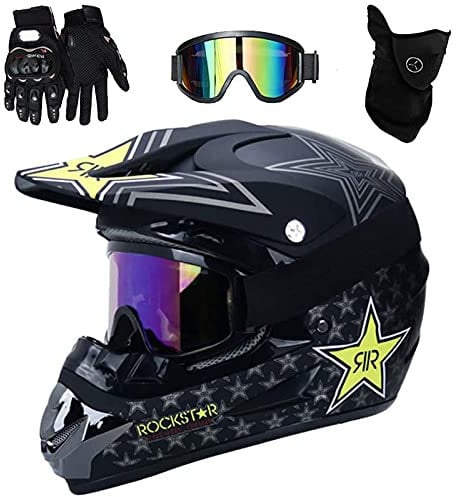 UIGJIOG Fullface Helm MTB,Black Motocross Helm Kinder Für Mountainbike ATV BMX Downhill Offroad,Für Motorrad Crossbike Off Road Enduro Sport Jugend Motorrad Fahrrad Helm,L(56~57cm)