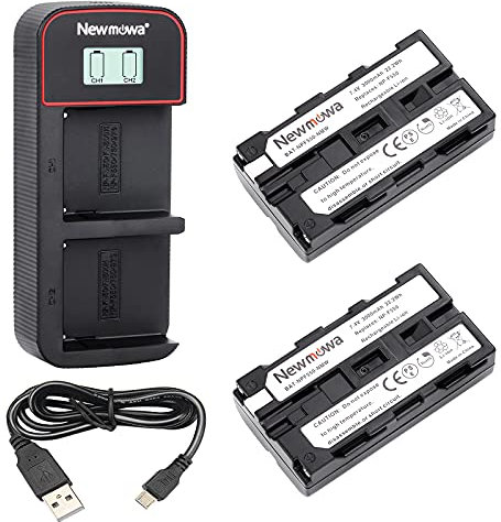 Newmowa NP-F550 Batterie de Remplacement (Pack de 2) et écran LCD Intelligent Double Chargeur USB pour Sony NP-F550 et Sony CCD-SC55 TR516 TR716 TR818 TR910 TR917