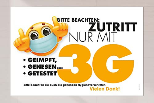 Cartello 3G | 30 x 20 cm resistente alle intemperie | cartello in plastica | Regola 3G | Limite di accesso