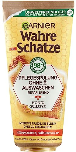 Garnier Conditioner without washing out against brittle hair, with replenishing acacia honey for more shine and suppleness, true treasures, 1 x 200 ml