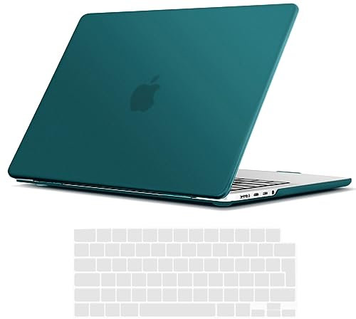 TECOOL Funda para MacBook Pro 16 Pulgadas M4 M3 M2 M1 Pro/MAX 2021-2025 (A3403 A3186 A2991 A2780 A2485), Carcasa de Plástico Ultrafina y Cubierta del Teclado UE, Turquesa Oscuro